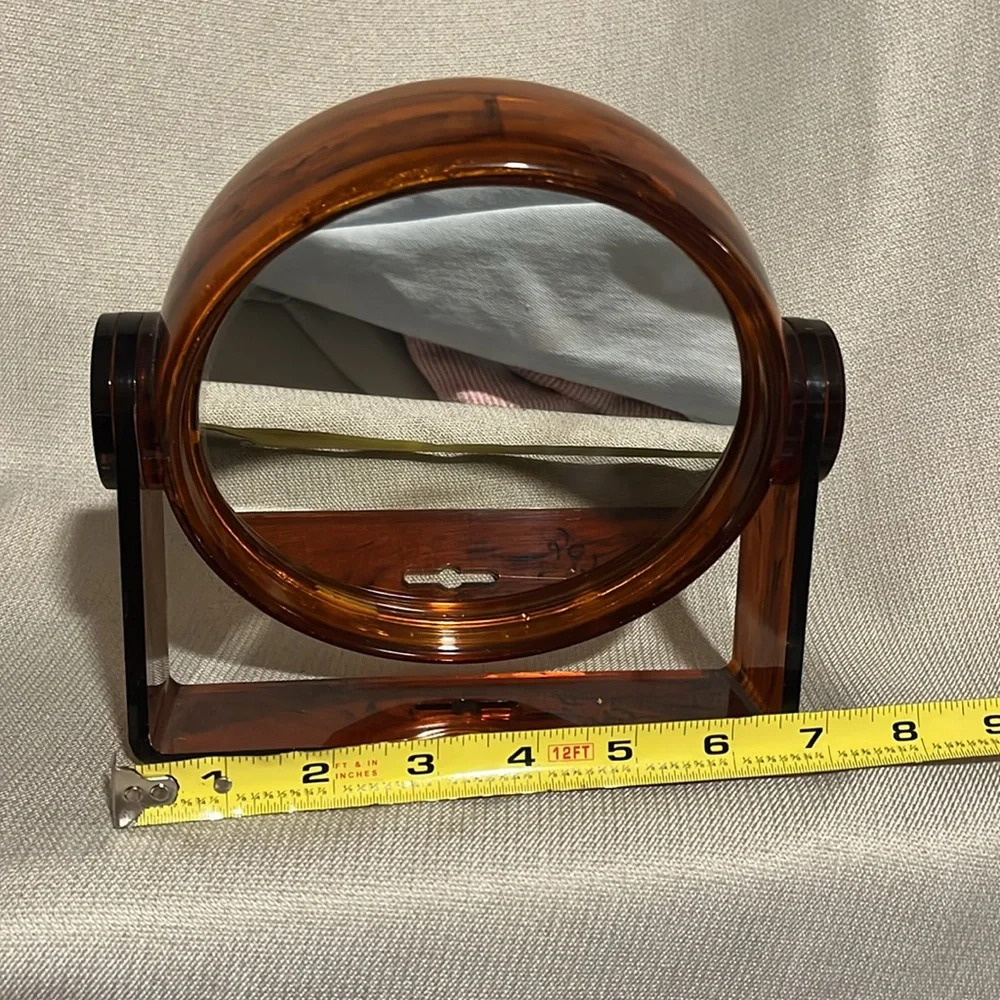Vintage Acrylic Faux Tortoiseshell Double-sided Vanity Mirror